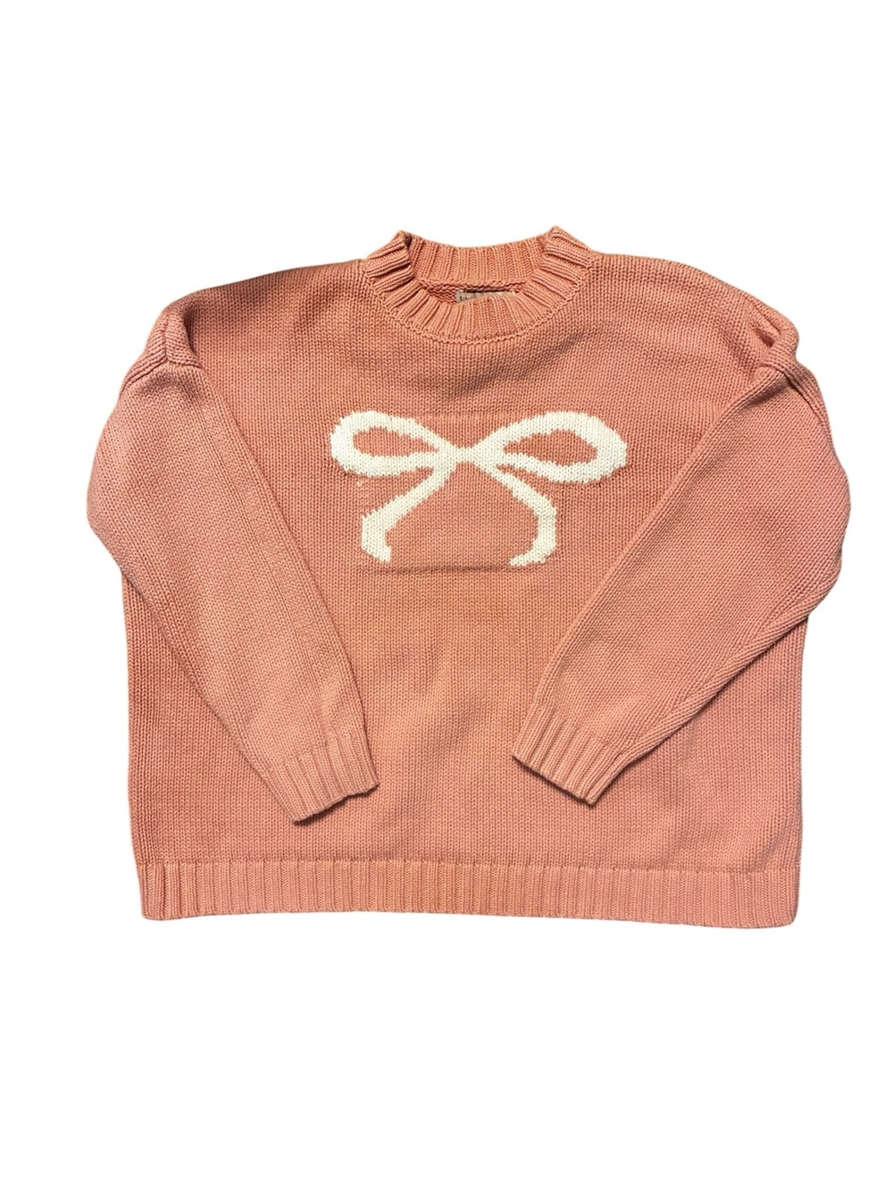 Sincerely Jules Pink Crewneck Sweater with Cream Bow